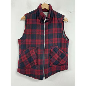 Womans Excellent Condition 2 Sable Plaid Quilted Lined Vest Large Red Blue